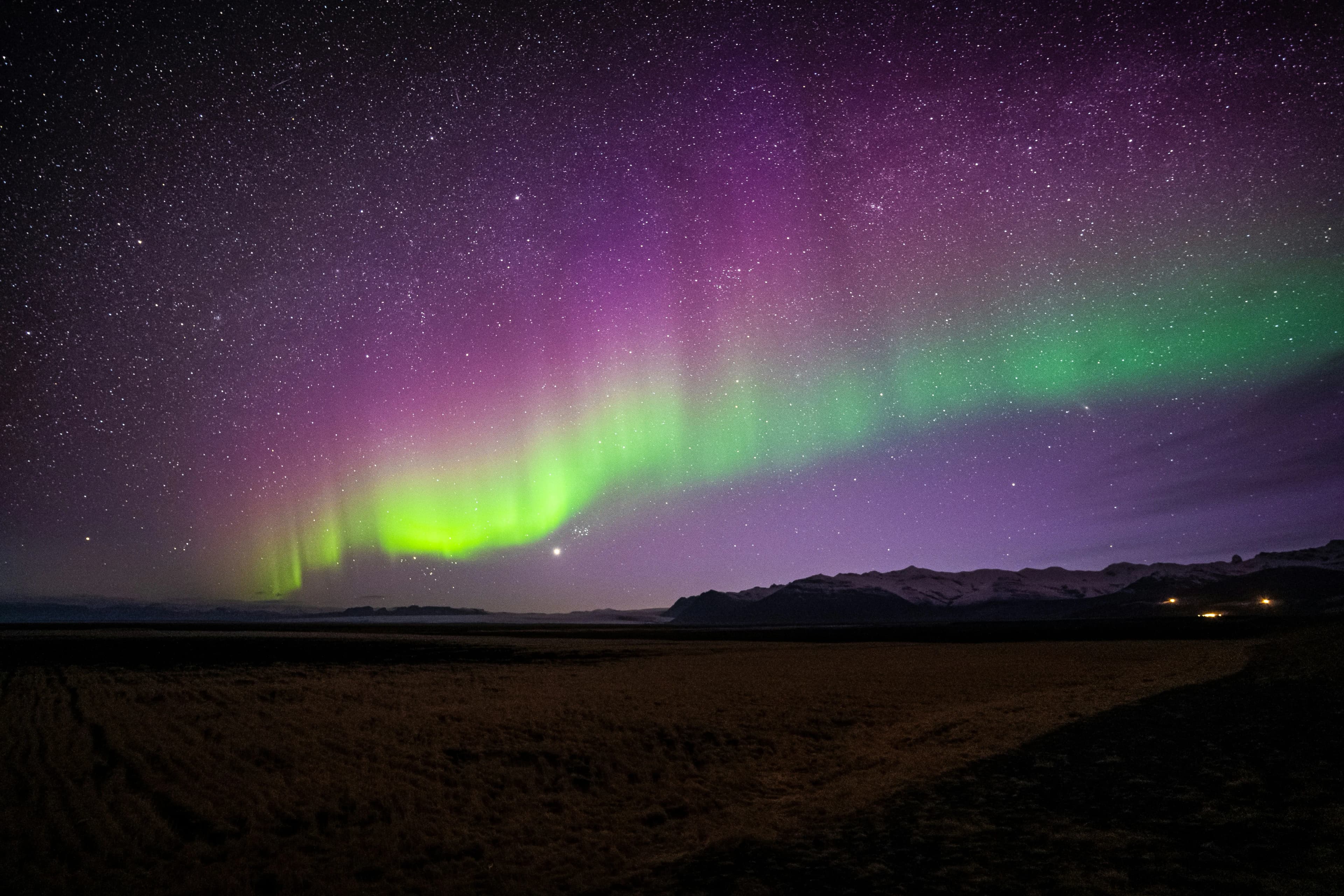 Aurora borealis during high KP activity