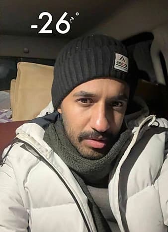 Malik Al Sultan's pickup truck on the road to Norway
